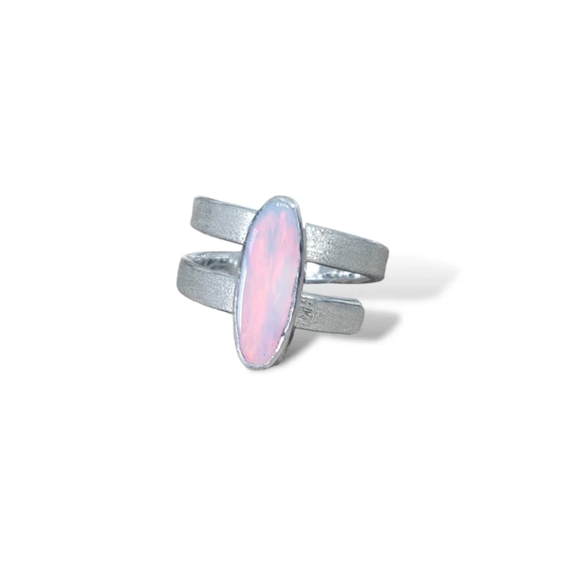 Opal Doublet and Sterling Silver Ring with stone texture